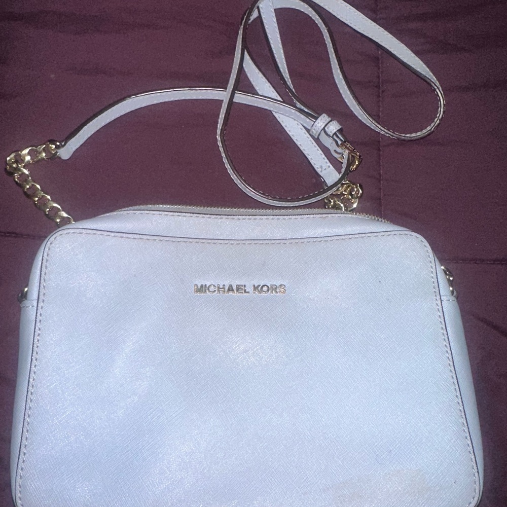 Michael Kors White Pebbled Leather Crossbody